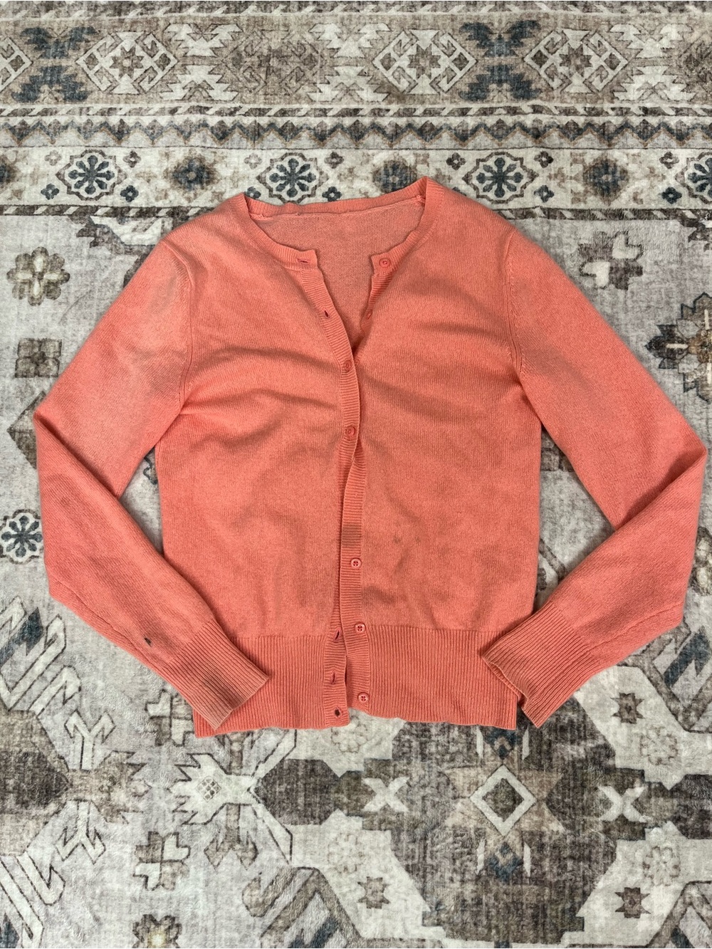 peach cardigan